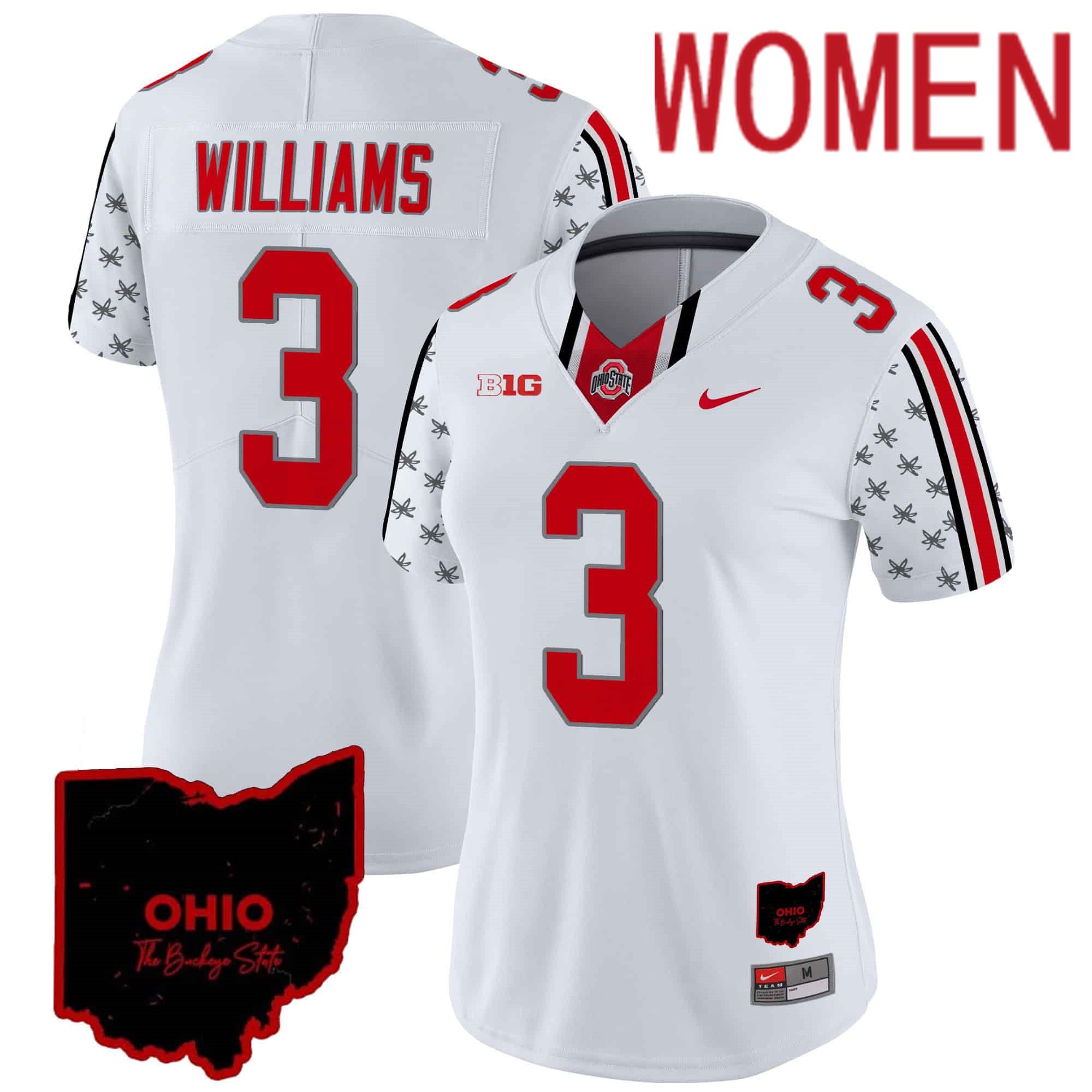 Women Ohio State Buckeyes #3 Williams White 2024 Nike Home Patch Vapor Limited NCAA Jersey